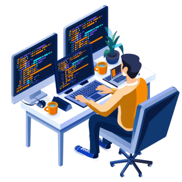 Ilustração de desenvolvedor programando